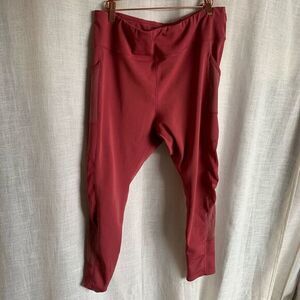 Mesh Panel Leggings Womens 2XL Burgundy High‎ Waisted Y2K Athleisure Sculpting